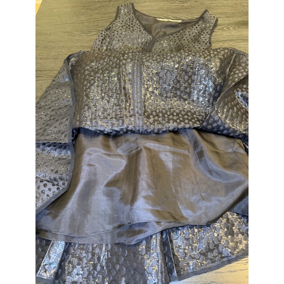 Leon Max Limited Edition Black Silver Metallic Polka Dot Fit Flare Dress XS - Picture 10 of 10